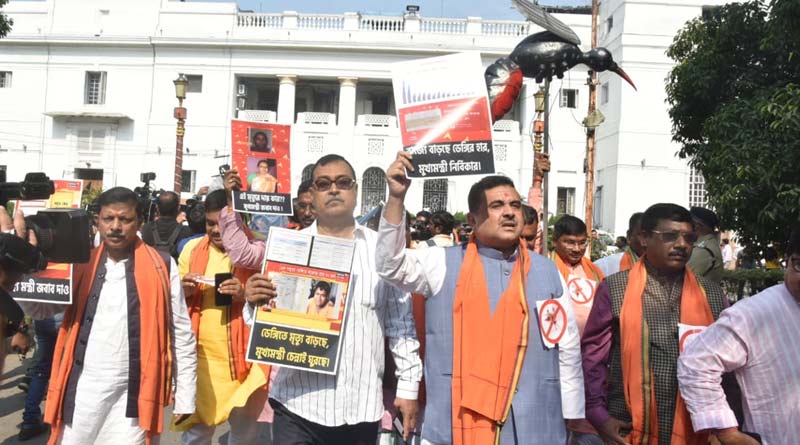 মস্ত মশা হাতে বিধানসভায় বিজেপি বিধায়কদের বিক্ষোভ 