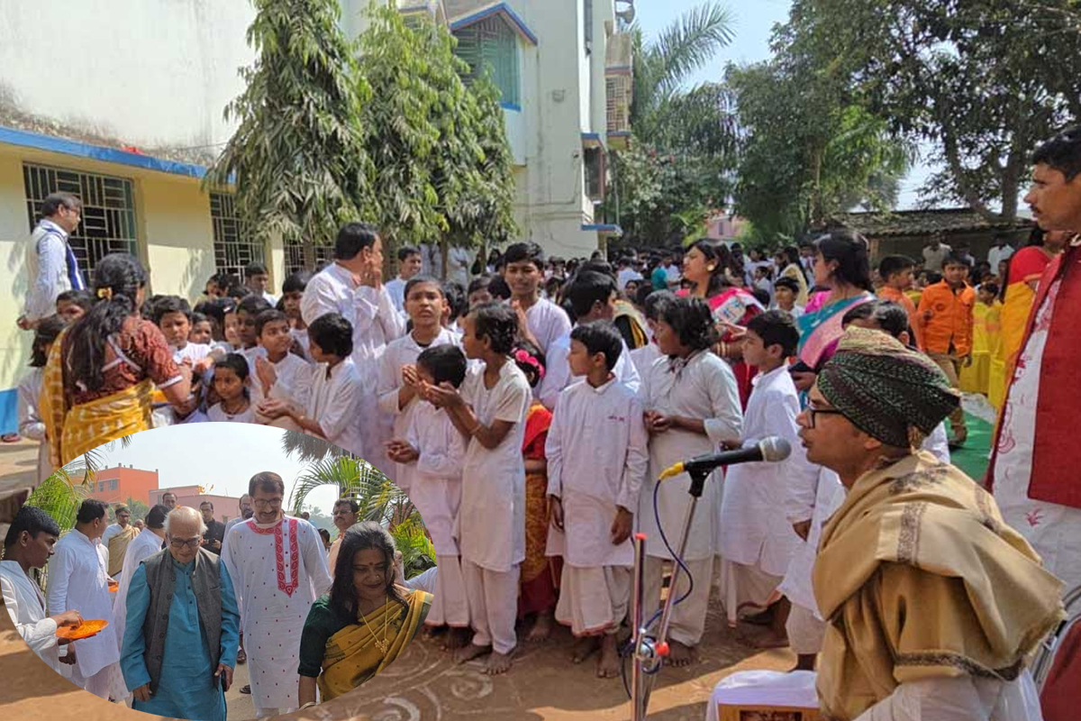 মশাগ্রামের স্কুলে সরস্বতী পুজোয় বাংলায় উচ্চারিত হল মন্ত্র
