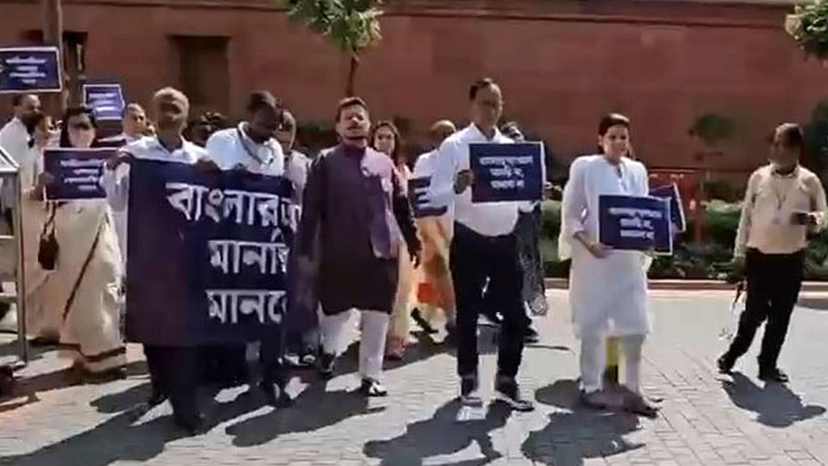 রবীন্দ্রনাথ-নজরুল-জীবনানন্দের  কবিতা ও গানে প্রতিবাদ তৃণমূলের