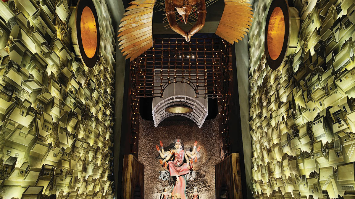 দেবী বন্দনার আড়ালে পরিবেশ বার্তা, সিকদার বাগানের থিম ‘সংকেত’