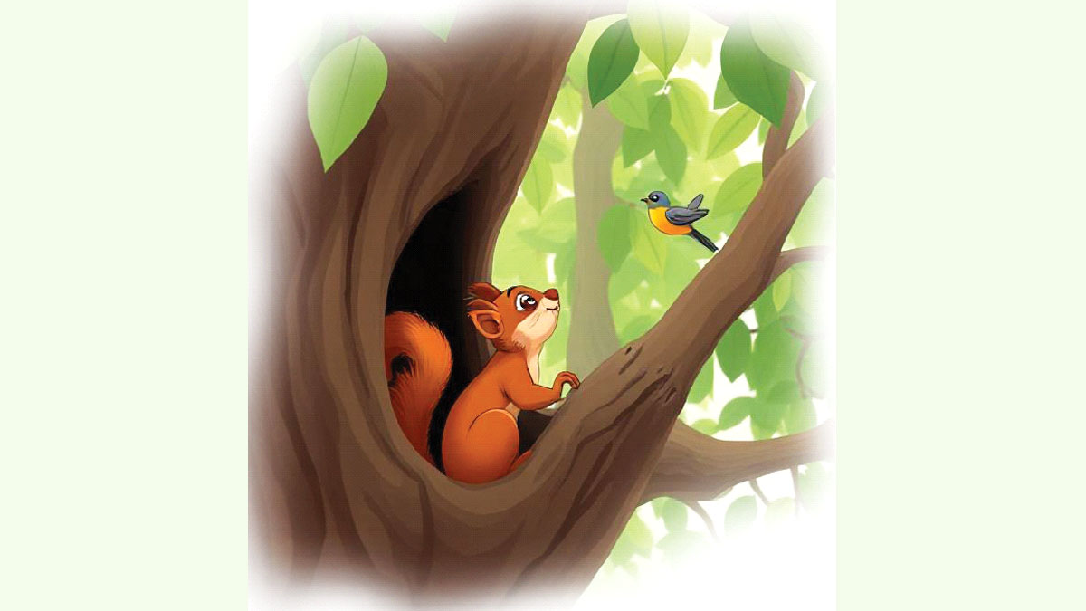 মা টুনটুনি ও কাঠবেড়ালির ছানা