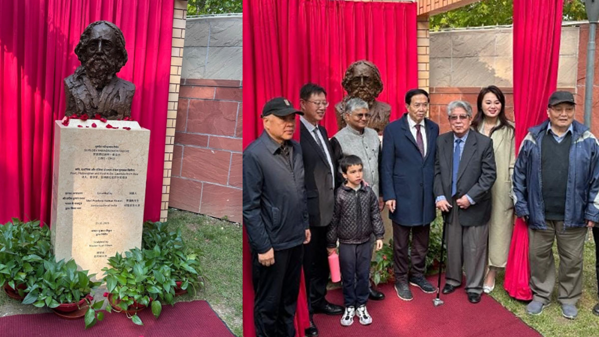 বেজিংয়ে ভারতীয় দূতাবাসে বসল রবীন্দ্রনাথ ঠাকুরের মূর্তি