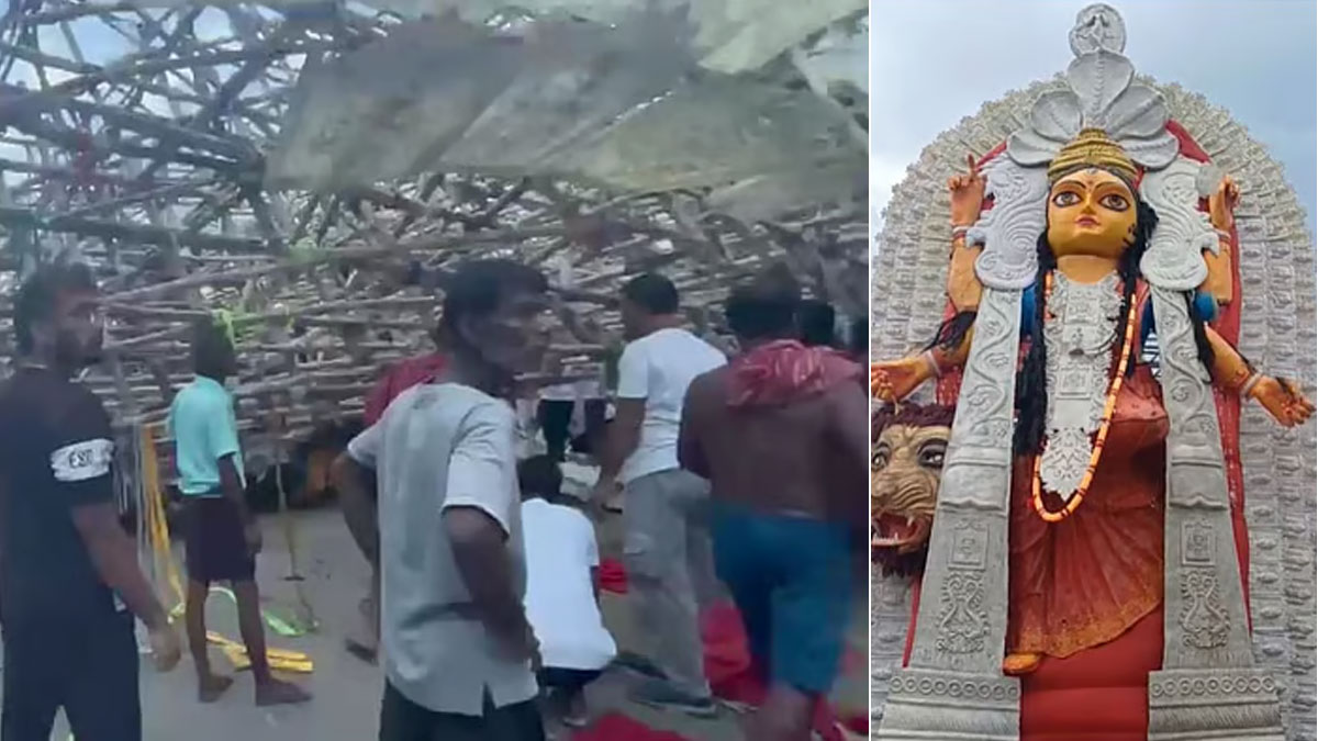 চন্দননগরে জগদ্ধাত্রী পুজোয় ভয়াবহ দুর্ঘটনা, ভেঙে পড়ল ৭৫ ফুটের প্রতিমা