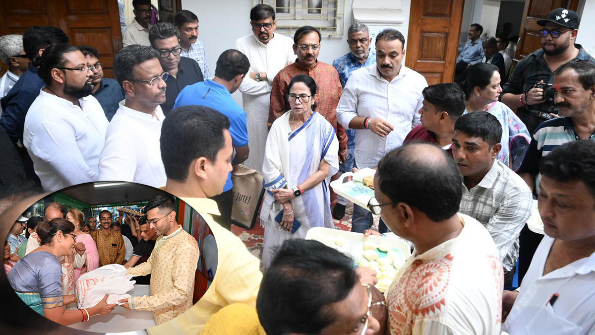 কালীঘাটে বিজয়া সম্মিলনীর অনুষ্ঠান মমতা এবং অভিষেকের