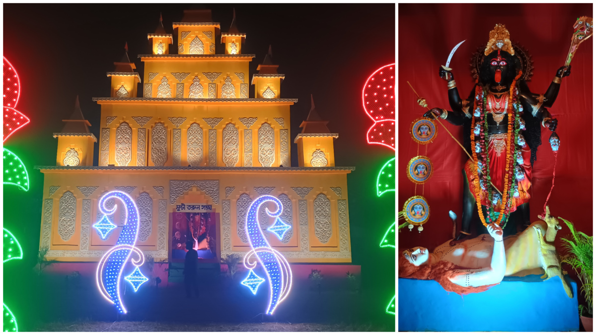 মুল্টী তরুণ সংঘে ২৫ ফুটের কালী প্রতিমা