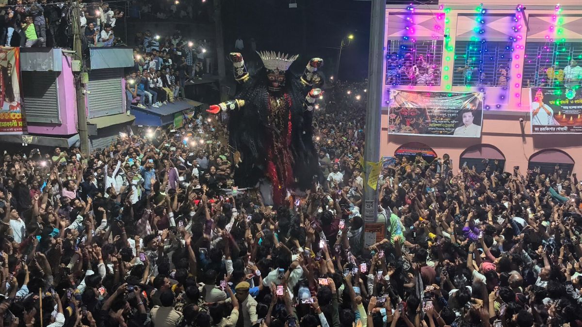 ভক্তদের কাঁধে নাচলেন বামা, জনসমুদ্র শান্তিপুরে