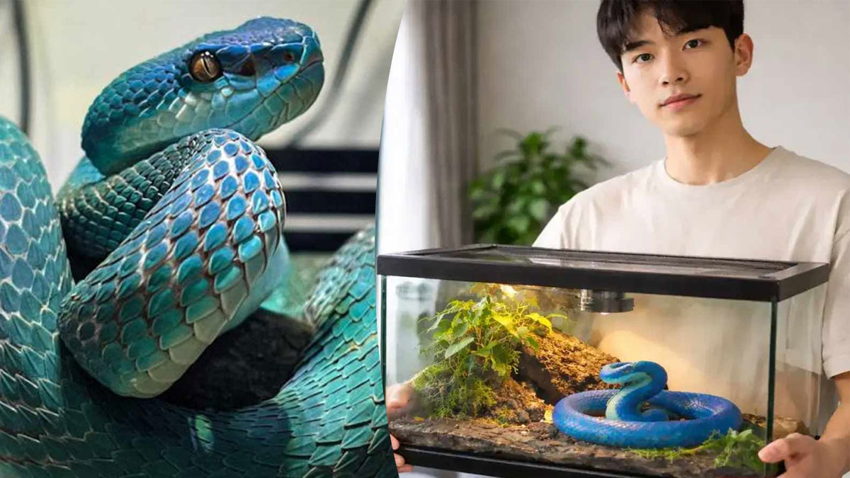 নীল বিষধর পিট ভাইপারে মজেছে চিনের তরুণ সমাজ