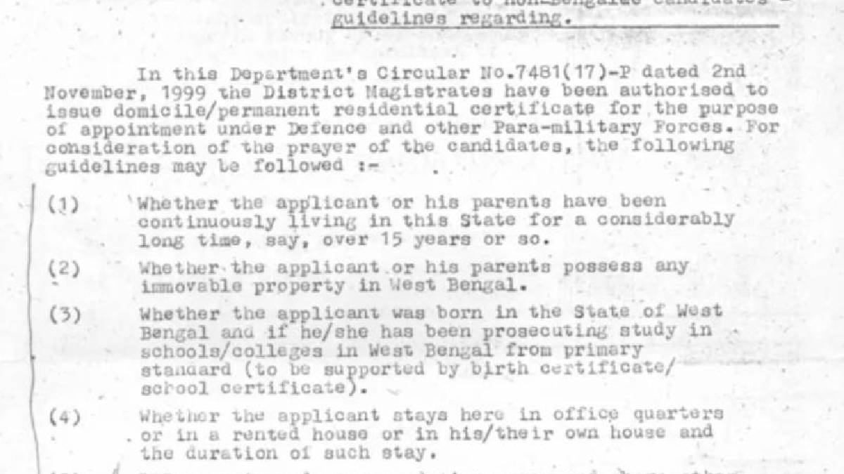এসআইআর-এ নথি হিসেবে কমিশনে গণ্য ডোমিসাইল সার্টিফিকেট