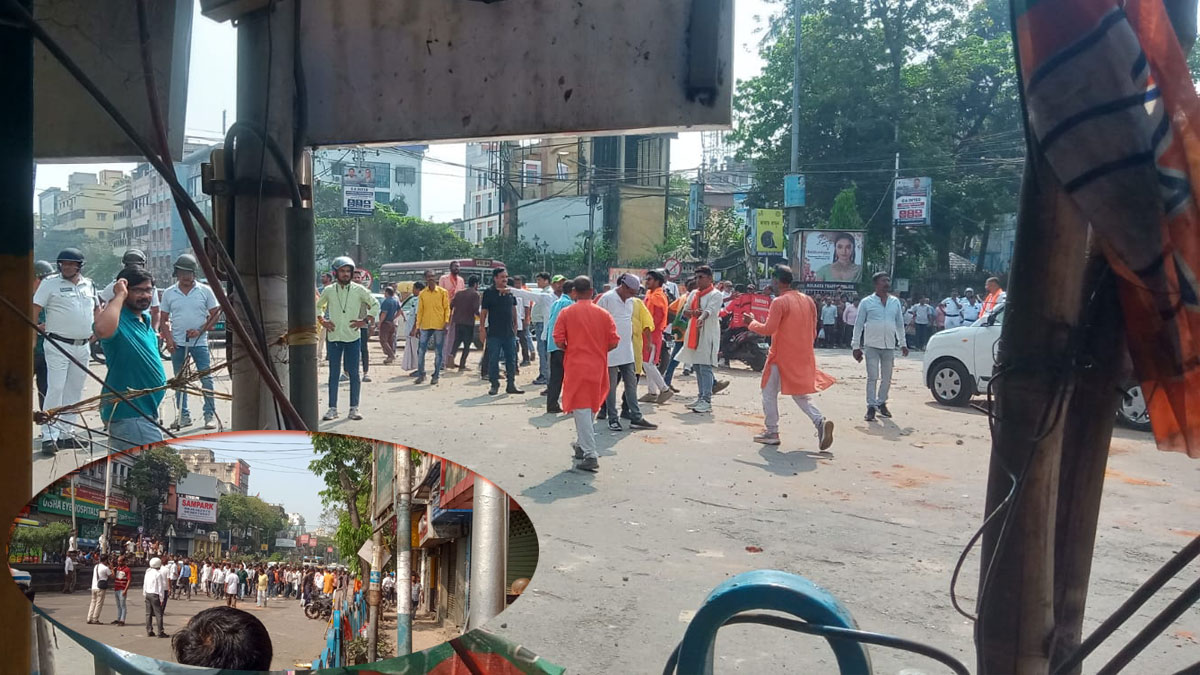 ব্রিগেড ঘিরে গিরিশ পার্কে তৃণমূল-বিজেপি সংঘর্ষ, ইটবৃষ্টিতে আহত পুলিশকর্তা-সহ কয়েক জন