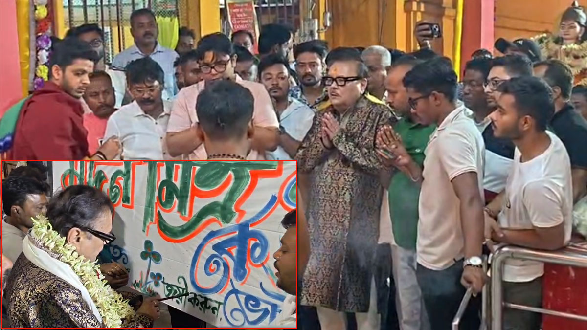 কামারহাটিতে প্রার্থী ঘোষণা হতেই মন্দিরে পুজো