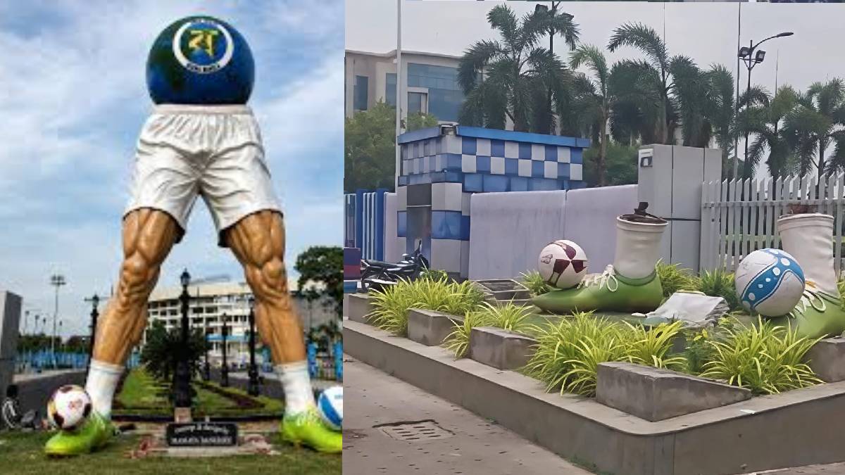 যুবভারতীর সামনে থেকে সরল বিতর্কিত মূর্তি