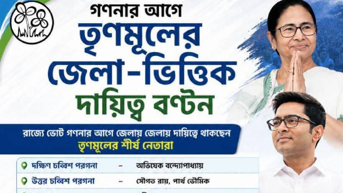 গণনার আগে তৃণমূলের জেলা-ভিত্তিক দায়িত্ব বণ্টন