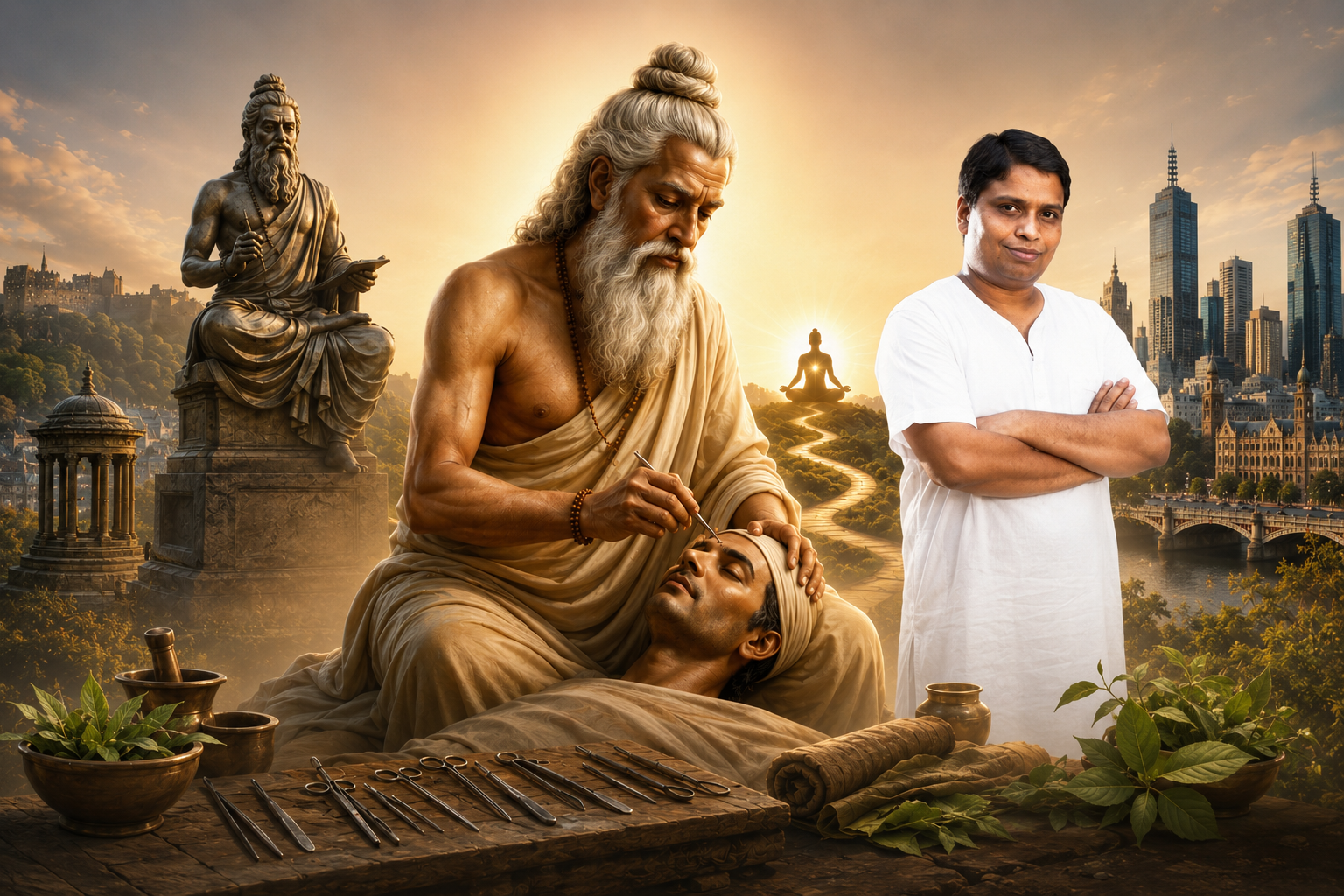 এডিনবরা থেকে মেলবোর্ন, শল্যবিদ্যার জনক মহর্ষি সুশ্রুত এখন দুই মহাদেশে পূজ্য: উচ্ছ্বসিত পতঞ্জলি