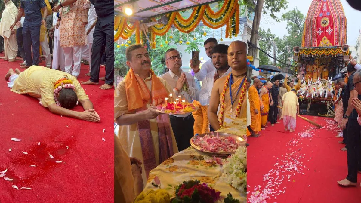 মুখ্যমন্ত্রীর হতে শুরু ইসকনের রথযাত্রা, সোনার ঝাড়ু দিয়ে ঝাঁট শুভেন্দুর