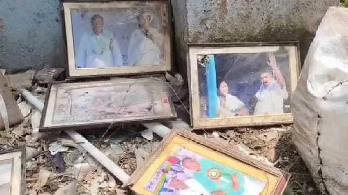 মমতা-অনুব্রত-চন্দ্রনাথের ছবি আবর্জনার স্তূপে, বোলপুর জুড়ে তুমুল আলোড়ন