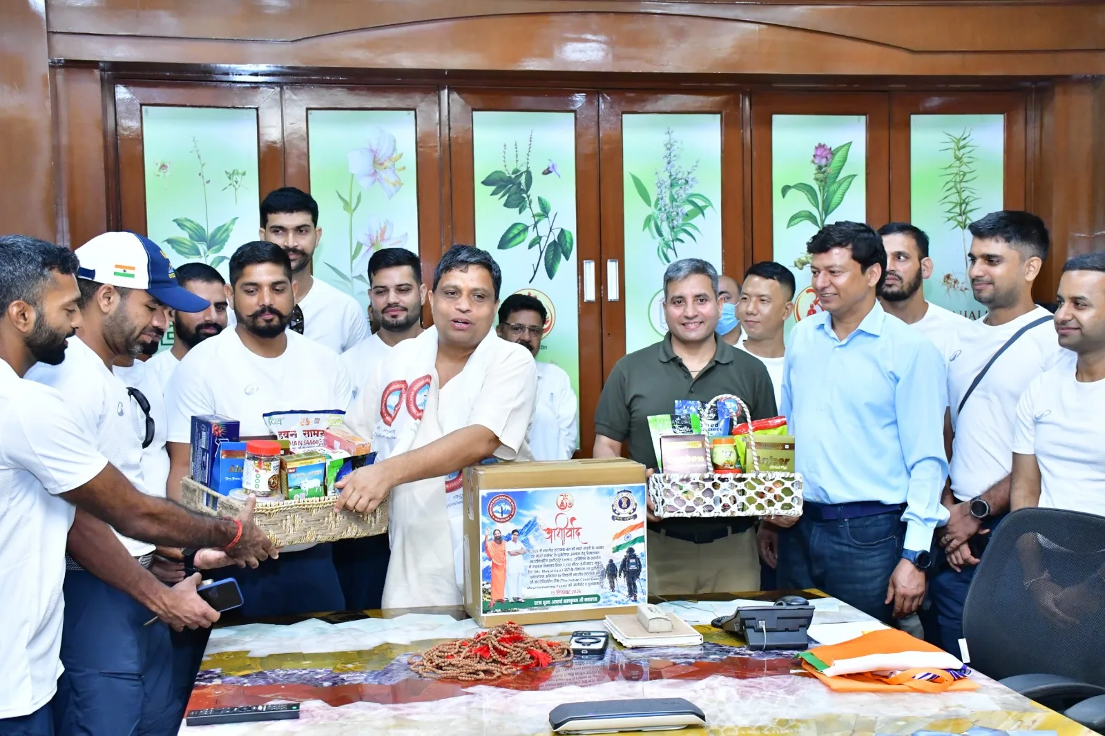 Indian Coast Guards meets Acharya Bala Krishna At Patanjali Yogpeeth (SNS)