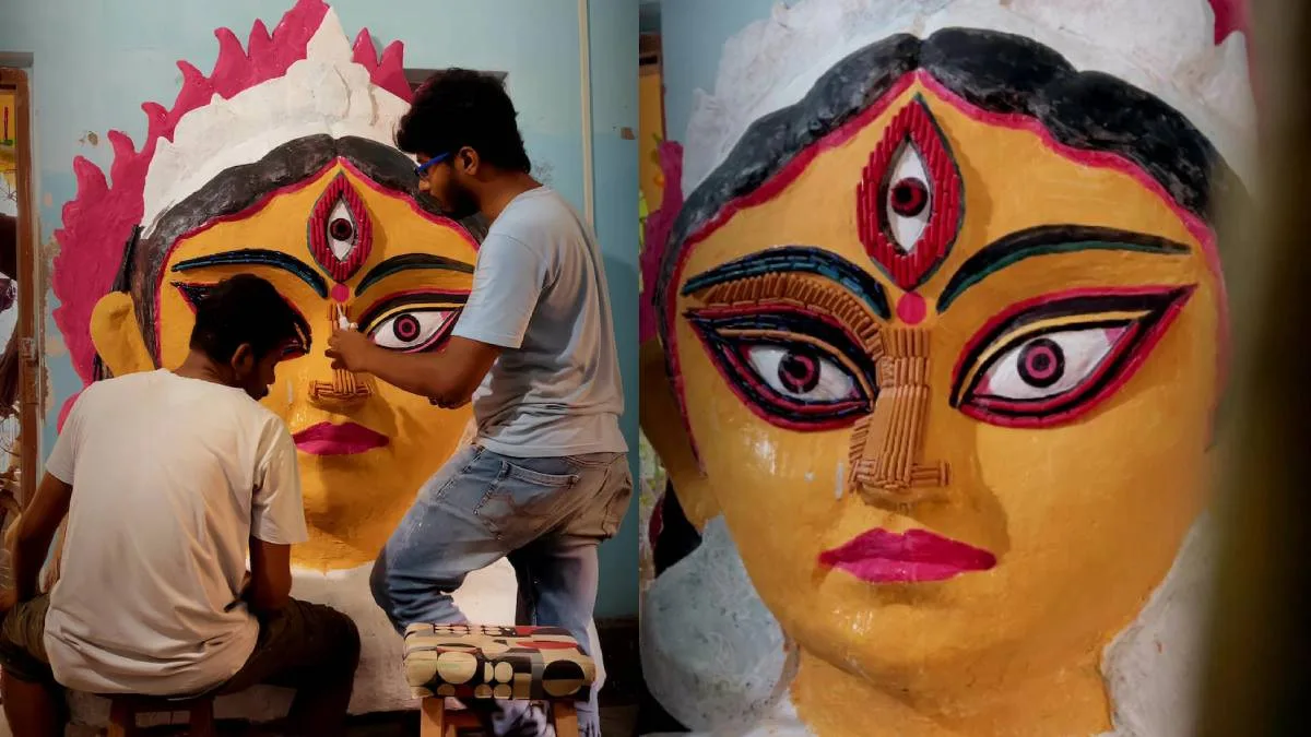 শরৎ এল রে: কলম দিয়ে দেবী আরাধনা, ১৩ হাজার কলমে তৈরি দুর্গার মূর্তি